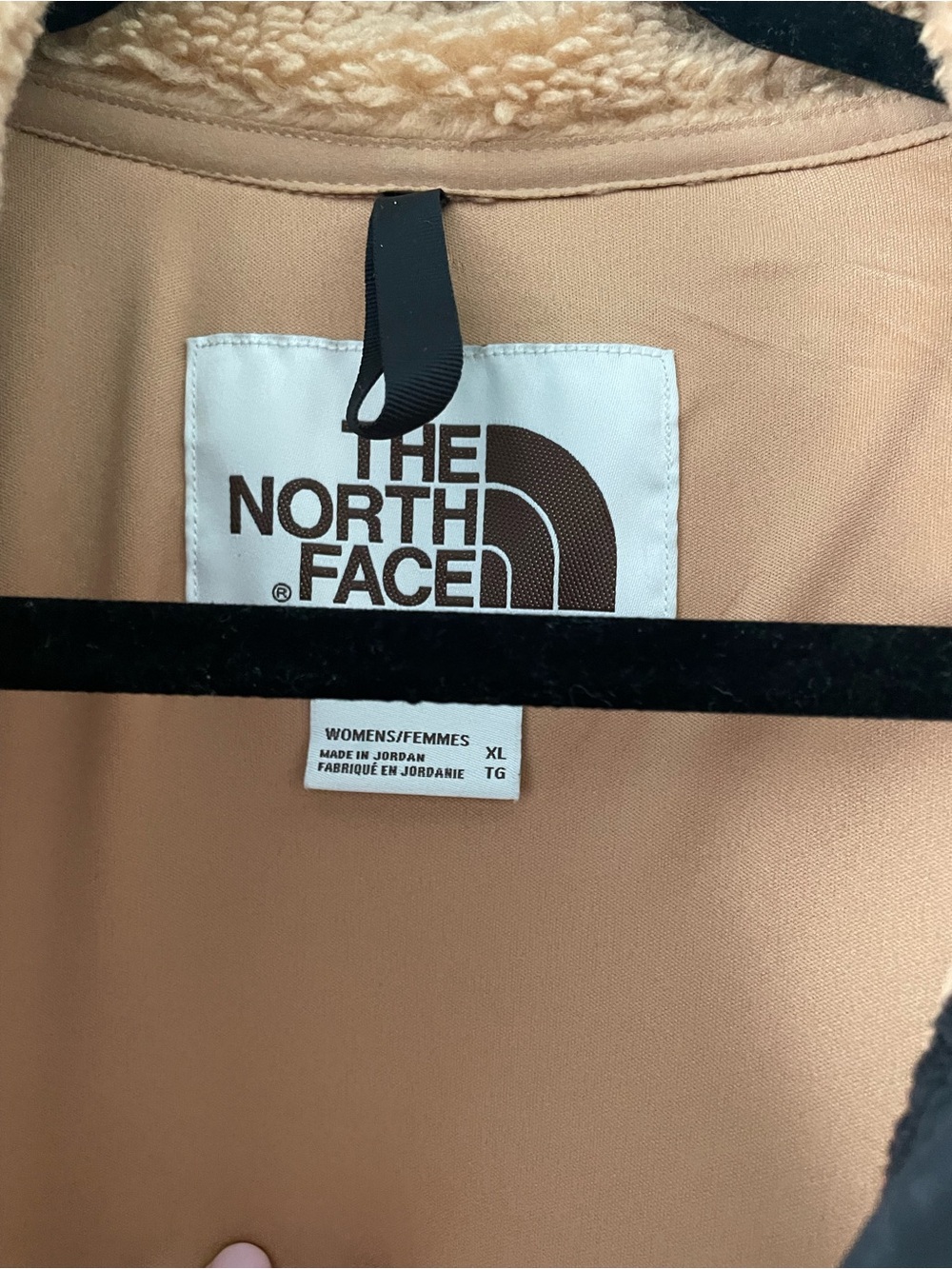 The North Face Women's Tan Sherpa Fleece Jacket with Black Trim - Picture 4 of 4